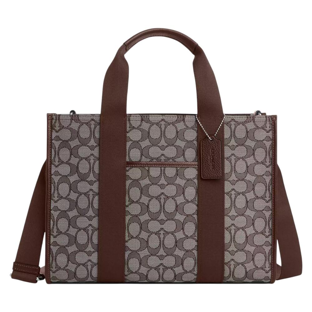 Coach Smith Tote Bag In Signature Jacquard / Silver / Oak / Maple Brown - Picture 7 of 12